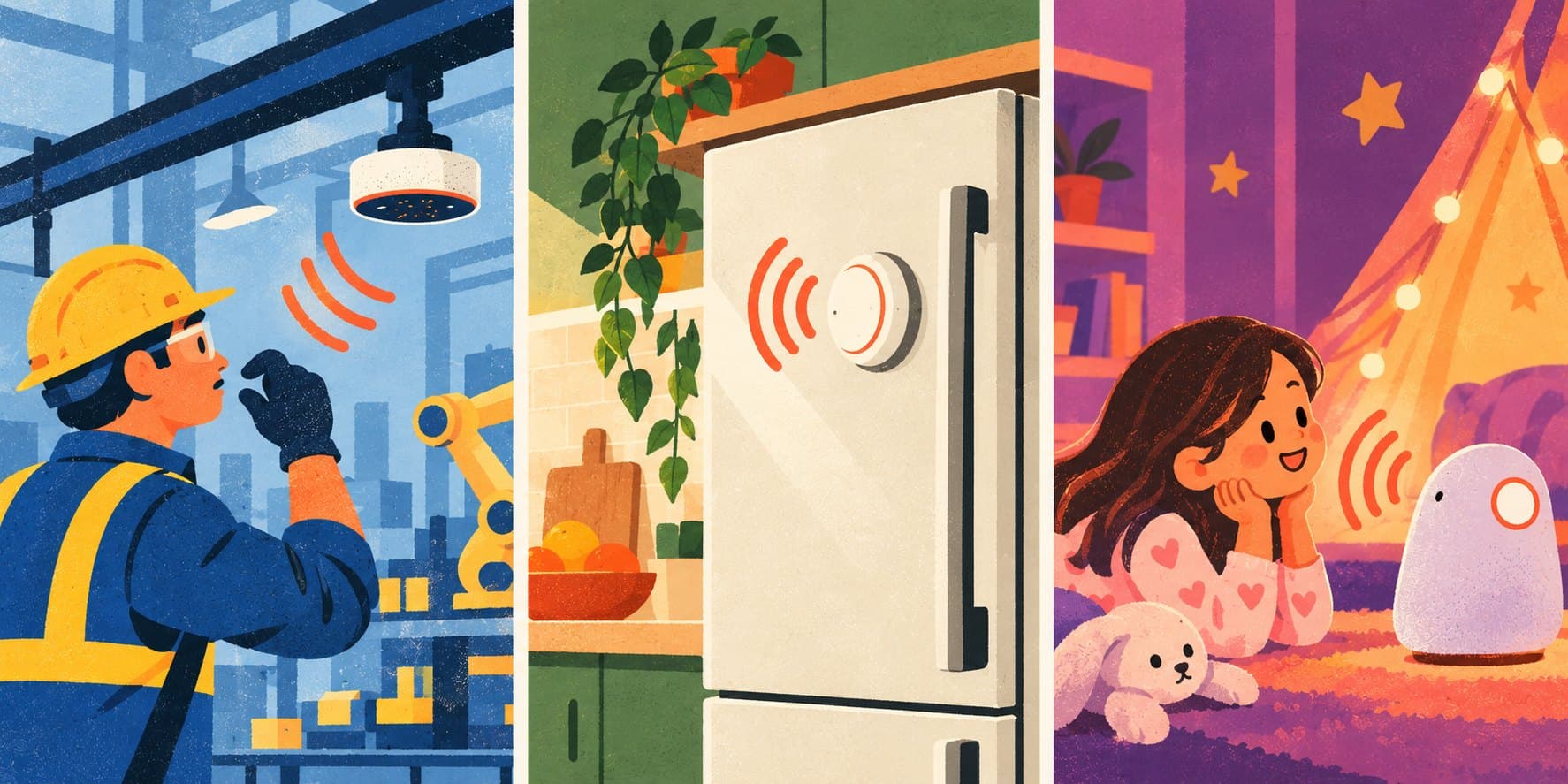 Voice assistants in a factory, a kitchen and a child’s room